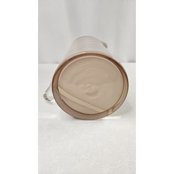 Vintage MCM Hand Blown Glass Pitcher w Handle Nude w Cream Swirls Glass Art - Picture 6 of 9